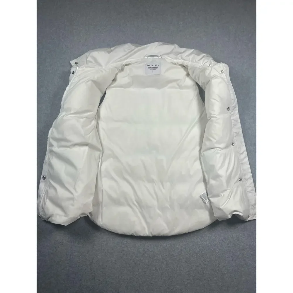 Athleta Downtown Puffer Vest Women's Size SP White Down Quilted Zip Up Casual - Picture 7 of 9